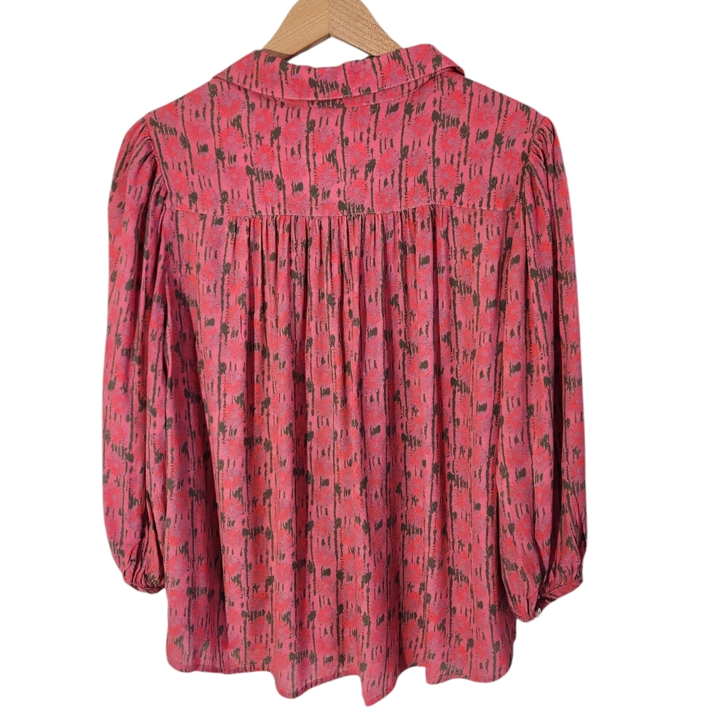 Porridge by Anthropologie Kat Buttondown Blouse Raspberry Pink Size M Women's - Picture 5 of 13
